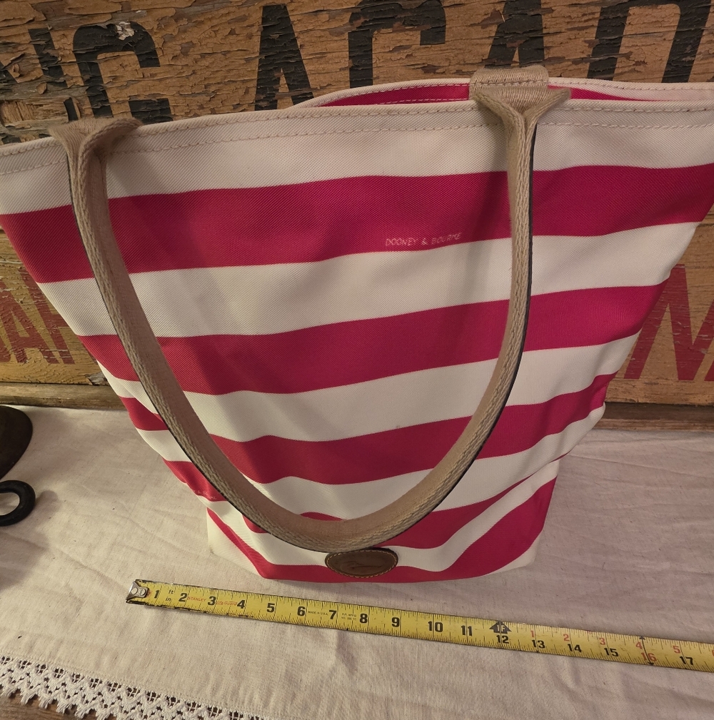 Dooney & Bourke Red and White Striped Tote Bag - Picture 5 of 13